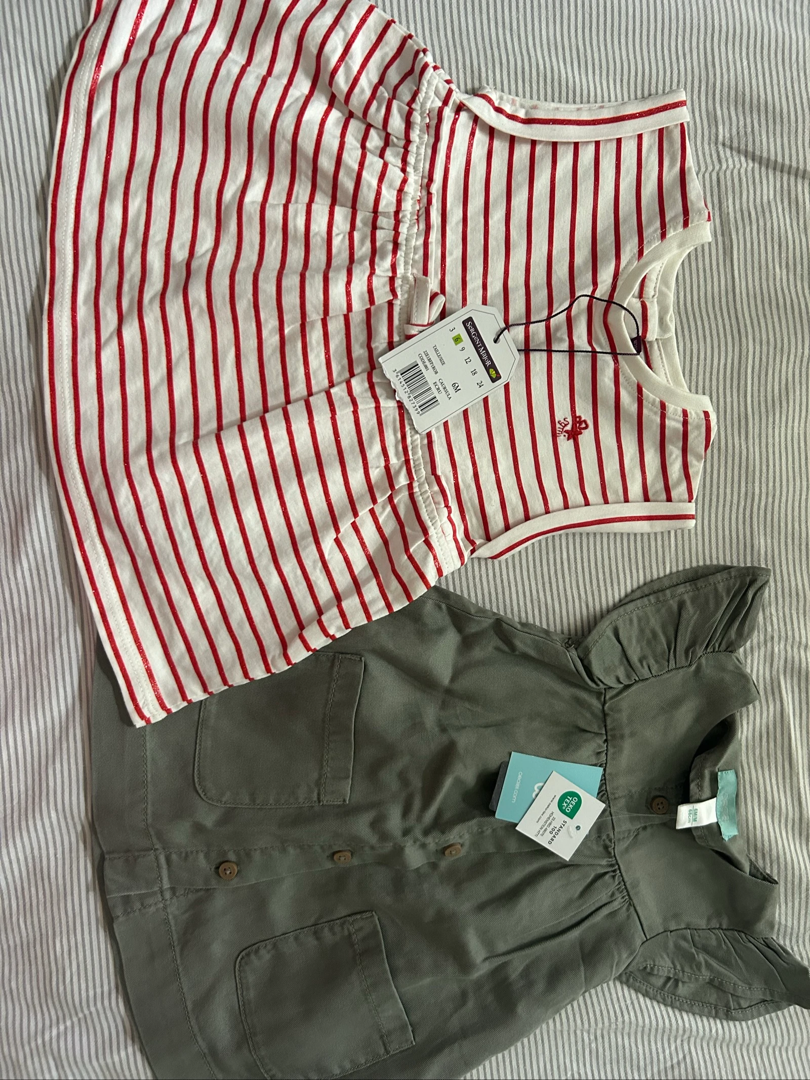 Lot 2 robes neuves avec étiquettes – Okaïdi & Sergent Major – 6 mois / 68cm